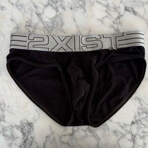 2xist Black Briefs with Gray Waistband